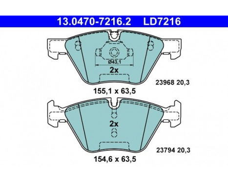 Kit de plaquettes de frein, frein à disque ATE Ceramic 13.0470-7216.2, Image 3