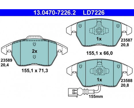 Kit de plaquettes de frein, frein à disque ATE Ceramic 13.0470-7226.2, Image 3