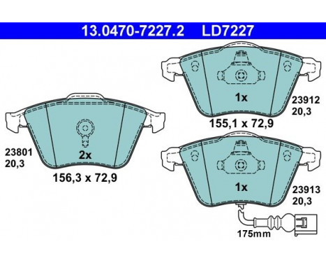 Kit de plaquettes de frein, frein à disque ATE Ceramic 13.0470-7227.2, Image 3