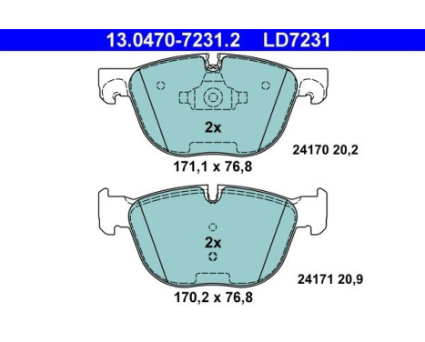 Kit de plaquettes de frein, frein à disque ATE Ceramic 13.0470-7231.2, Image 4