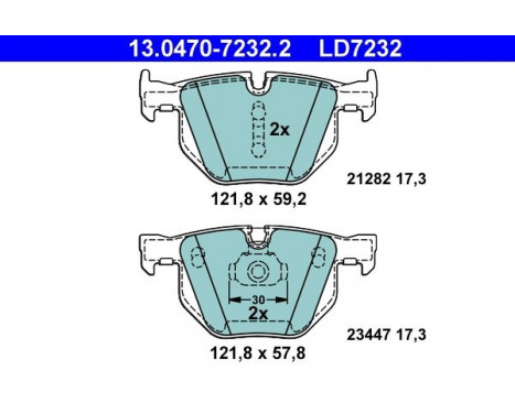 Kit de plaquettes de frein, frein à disque ATE Ceramic 13.0470-7232.2, Image 3