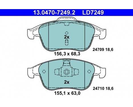 Kit de plaquettes de frein, frein à disque ATE Ceramic 13.0470-7249.2, Image 3