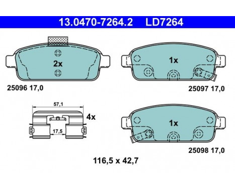 Kit de plaquettes de frein, frein à disque ATE Ceramic 13.0470-7264.2, Image 3