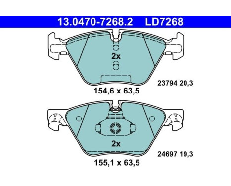 Kit de plaquettes de frein, frein à disque ATE Ceramic 13.0470-7268.2, Image 3