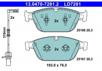Kit de plaquettes de frein, frein à disque ATE Ceramic 13.0470-7281.2