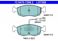 Kit de plaquettes de frein, frein à disque ATE Ceramic 13.0470-7288.2