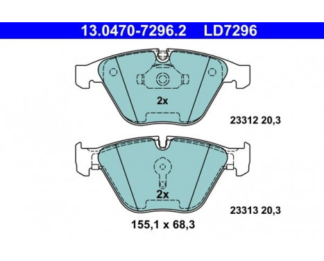 Kit de plaquettes de frein, frein à disque ATE Ceramic 13.0470-7296.2