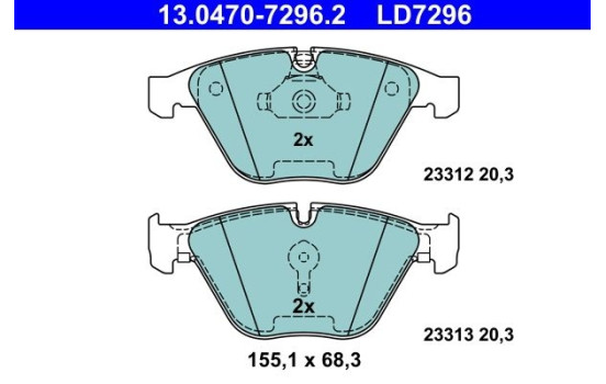 Kit de plaquettes de frein, frein à disque ATE Ceramic 13.0470-7296.2