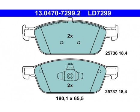 Kit de plaquettes de frein, frein à disque ATE Ceramic 13.0470-7299.2