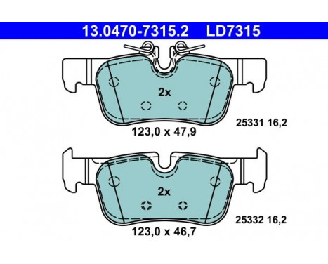 Kit de plaquettes de frein, frein à disque ATE Ceramic 13.0470-7315.2