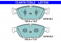 Kit de plaquettes de frein, frein à disque ATE Ceramic 13.0470-7334.2