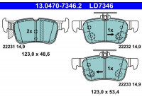 Kit de plaquettes de frein, frein à disque ATE Ceramic 13.0470-7346.2