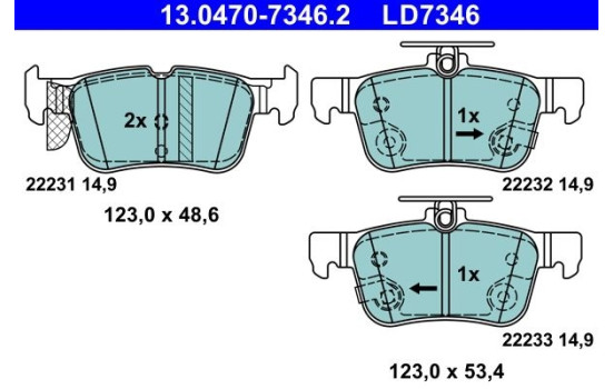 Kit de plaquettes de frein, frein à disque ATE Ceramic 13.0470-7346.2