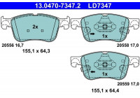 Kit de plaquettes de frein, frein à disque ATE Ceramic 13.0470-7347.2
