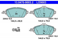 Kit de plaquettes de frein, frein à disque ATE Ceramic 13.0470-9003.2