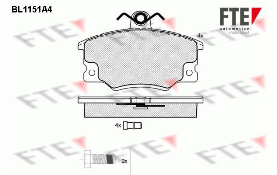 Kit de plaquettes de frein, frein à disque BL1151A4 FTE