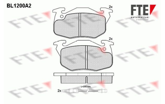 Kit de plaquettes de frein, frein à disque BL1200A2 FTE