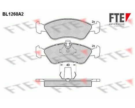 Kit de plaquettes de frein, frein à disque BL1260A2 FTE