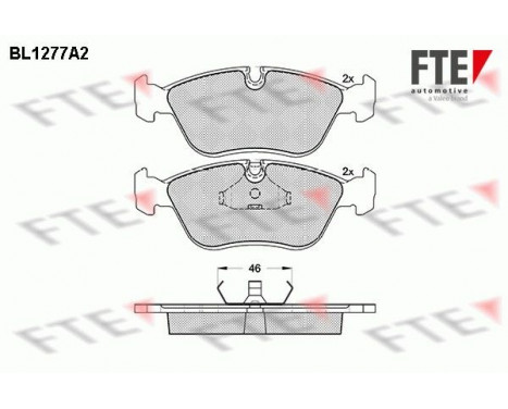 Kit de plaquettes de frein, frein à disque BL1277A2 FTE