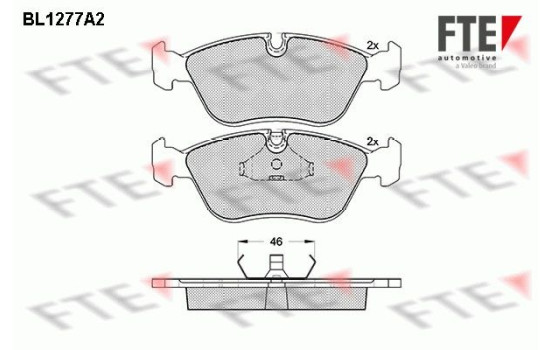 Kit de plaquettes de frein, frein à disque BL1277A2 FTE