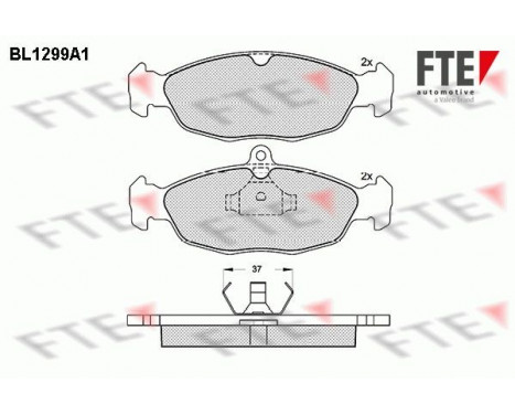 Kit de plaquettes de frein, frein à disque BL1299A1 FTE