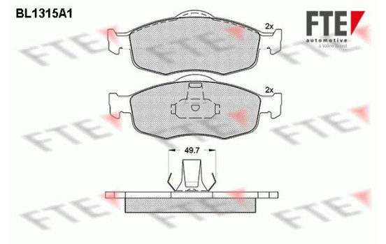 Kit de plaquettes de frein, frein à disque BL1315A1 FTE