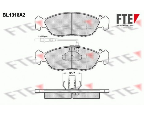 Kit de plaquettes de frein, frein à disque BL1318A2 FTE