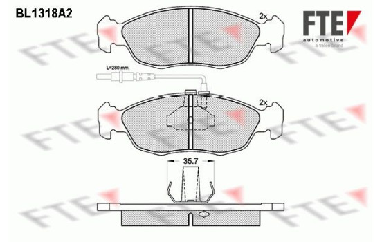 Kit de plaquettes de frein, frein à disque BL1318A2 FTE