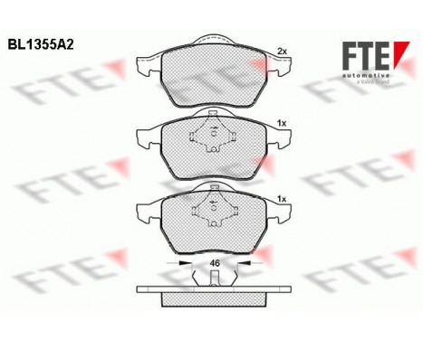 Kit de plaquettes de frein, frein à disque BL1355A2 FTE