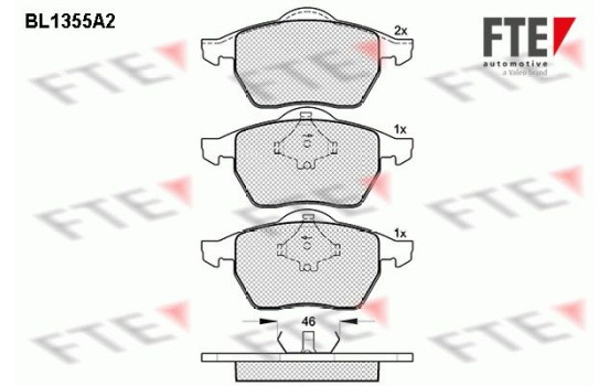 Kit de plaquettes de frein, frein à disque BL1355A2 FTE