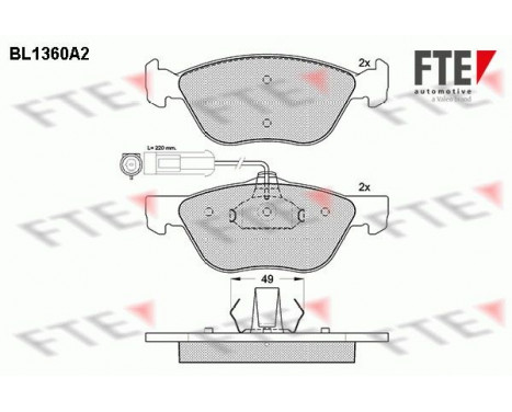 Kit de plaquettes de frein, frein à disque BL1360A2 FTE