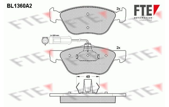 Kit de plaquettes de frein, frein à disque BL1360A2 FTE