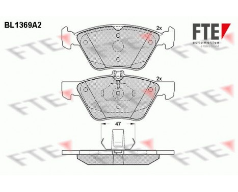 Kit de plaquettes de frein, frein à disque BL1369A2 FTE