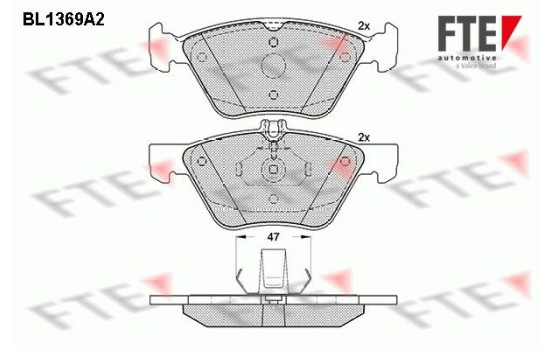 Kit de plaquettes de frein, frein à disque BL1369A2 FTE