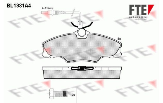 Kit de plaquettes de frein, frein à disque BL1381A4 FTE