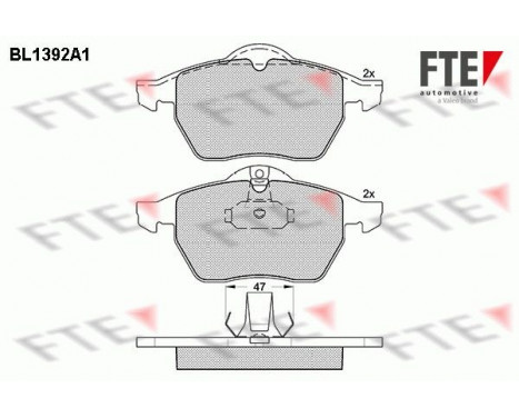 Kit de plaquettes de frein, frein à disque BL1392A1 FTE