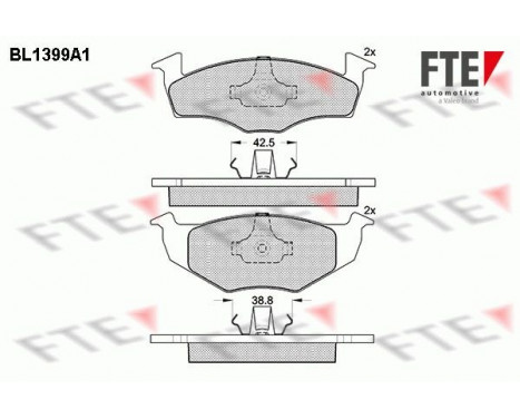 Kit de plaquettes de frein, frein à disque BL1399A1 FTE