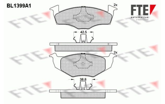 Kit de plaquettes de frein, frein à disque BL1399A1 FTE