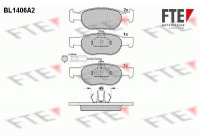 Kit de plaquettes de frein, frein à disque BL1406A2 FTE