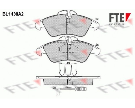 Kit de plaquettes de frein, frein à disque BL1438A2 FTE