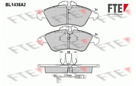 Kit de plaquettes de frein, frein à disque BL1438A2 FTE