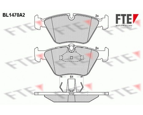 Kit de plaquettes de frein, frein à disque BL1470A2 FTE