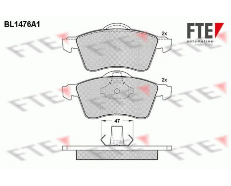 Kit de plaquettes de frein, frein à disque BL1476A1 FTE