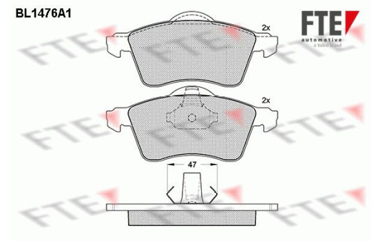 Kit de plaquettes de frein, frein à disque BL1476A1 FTE