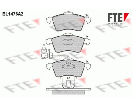 Kit de plaquettes de frein, frein à disque BL1476A2 FTE