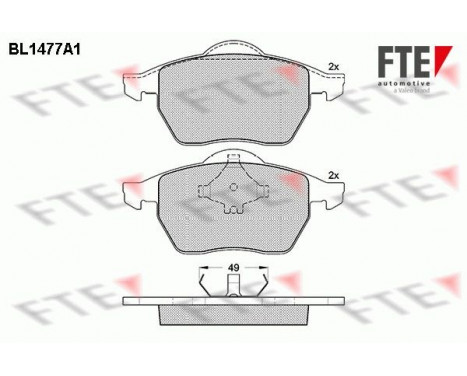 Kit de plaquettes de frein, frein à disque BL1477A1 FTE