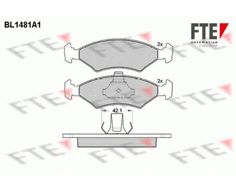 Kit de plaquettes de frein, frein à disque BL1481A1 FTE