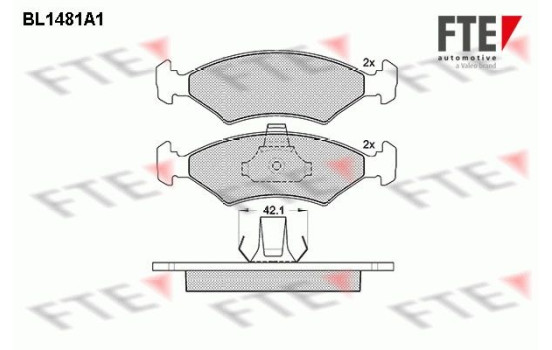 Kit de plaquettes de frein, frein à disque BL1481A1 FTE
