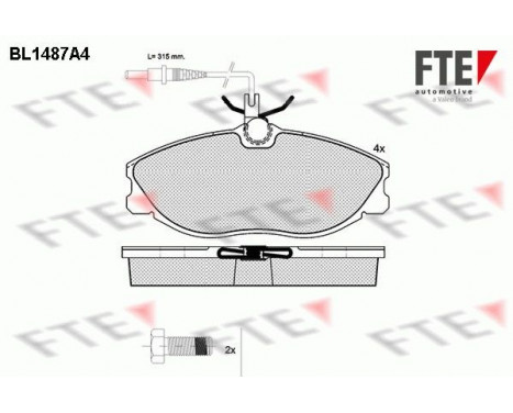 Kit de plaquettes de frein, frein à disque BL1487A4 FTE