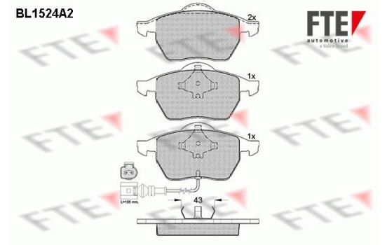 Kit de plaquettes de frein, frein à disque BL1524A2 FTE
